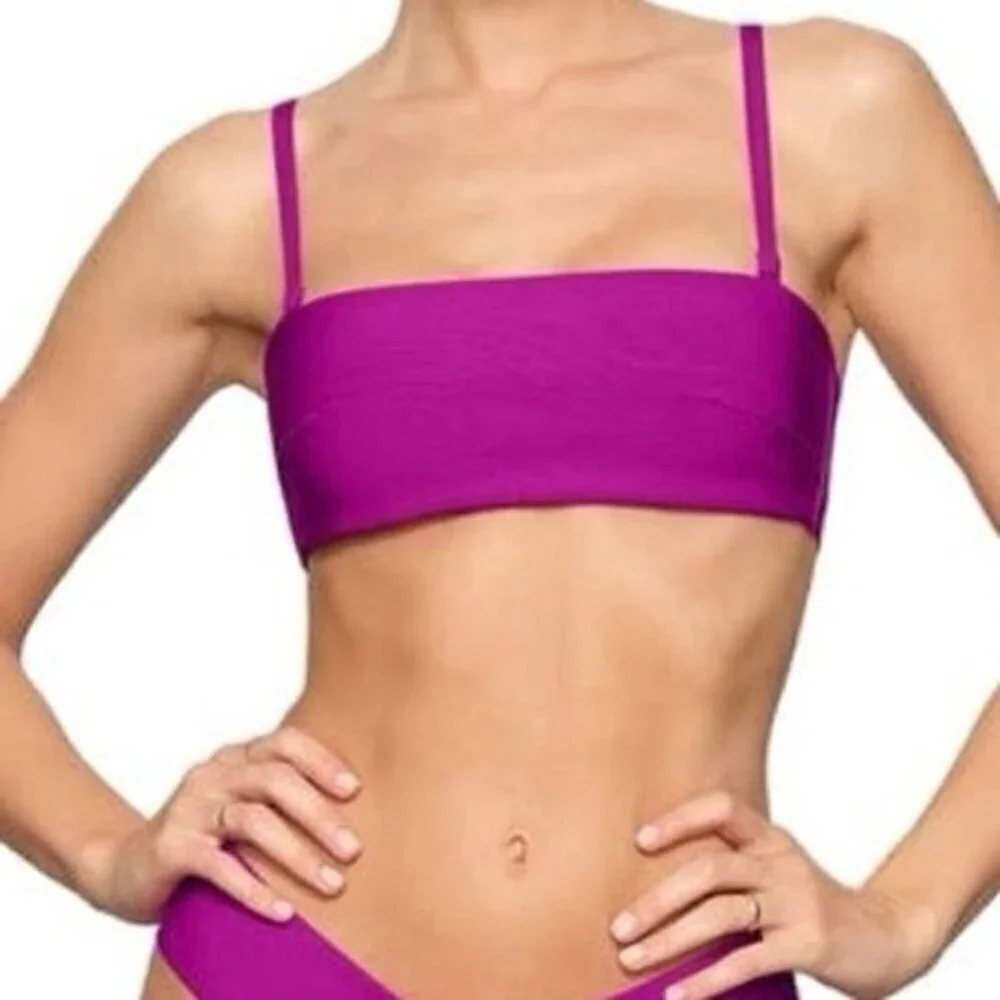 NWT Skims XXS Swim Knit Bandeau Strapless Bikini Top Lollipop Pink
